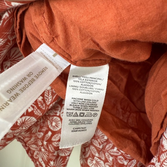 Loft Womens Terracotta Orange Leafy Floral Smocked Tiered Mini Skirt Sz XL - Picture 5 of 10